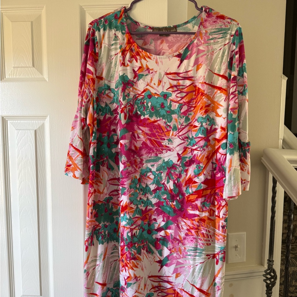 Alexandra + Oak Multicolored Dress w/ Elbow Sleeves Size XXL EC1